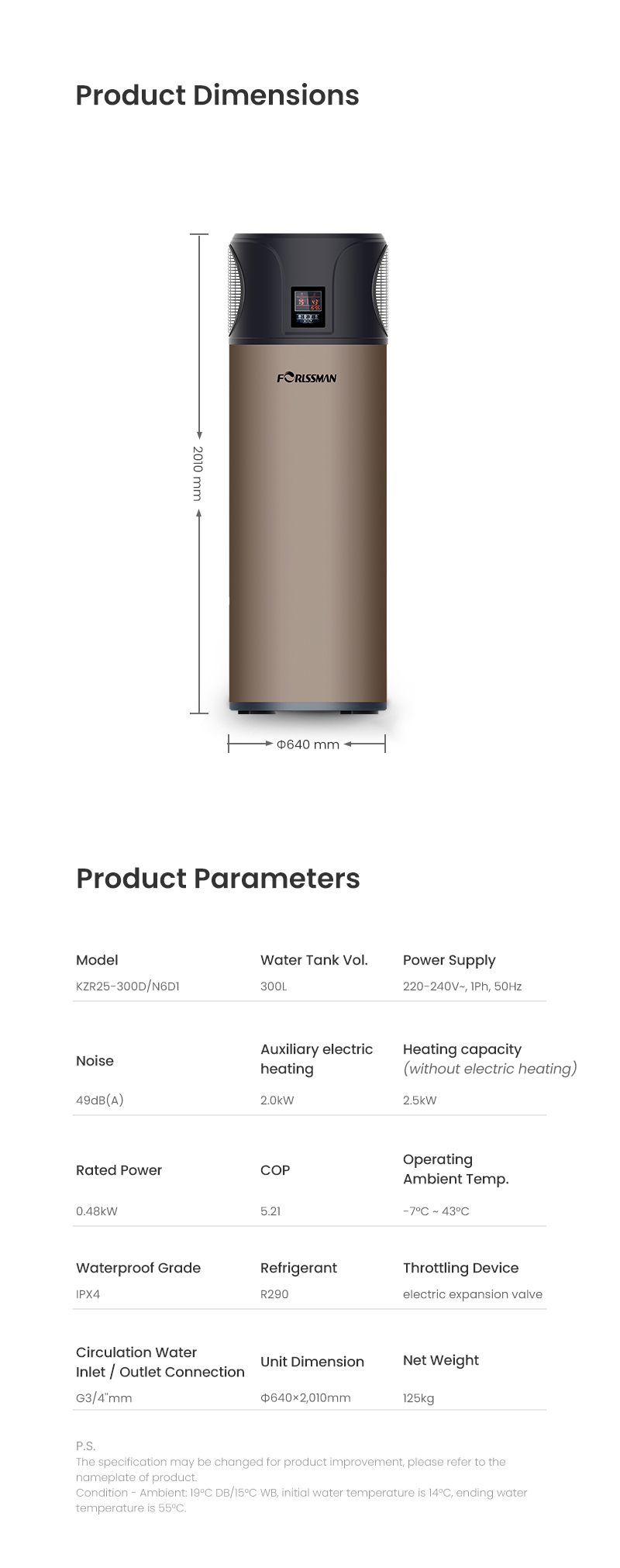 All In One Heat Pump (Side Blow) 300L